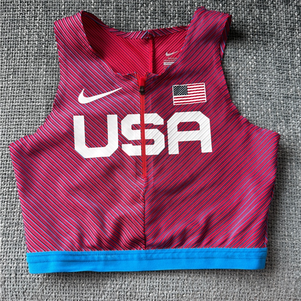 Nike Red and Blue USA Crop Top